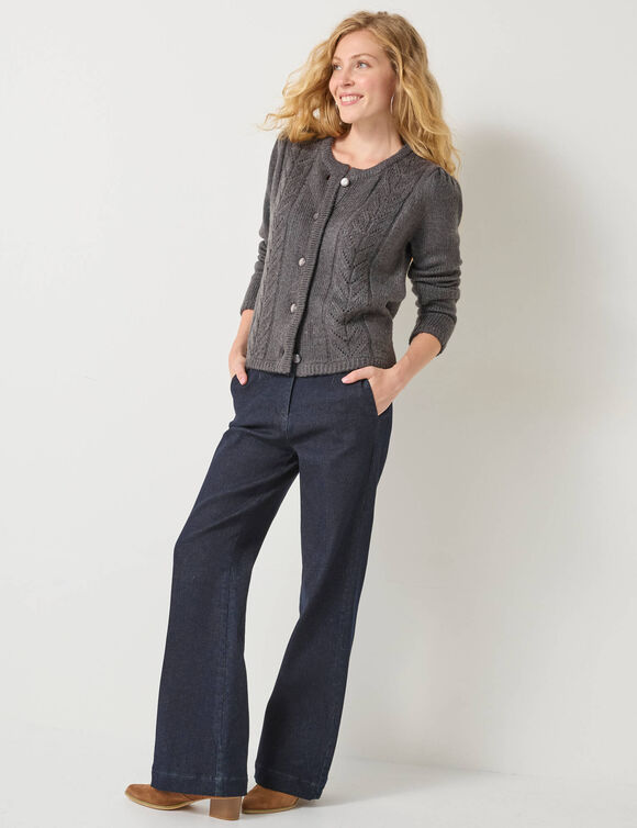 Gilet boutonné maille fantaisie (anthracite) Gilet boutonné maille fantaisie (anthracite)